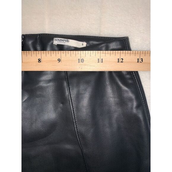 House Of Cb London Trousers Womens S Black Elenaora Vegan Leather Lined Satin - Picture 8 of 11